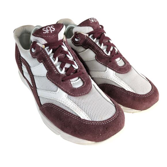 SAS Journey Mesh Men's 10WW Walking Shoes Sneakers Burgundy White Leather USA - Picture 1 of 9